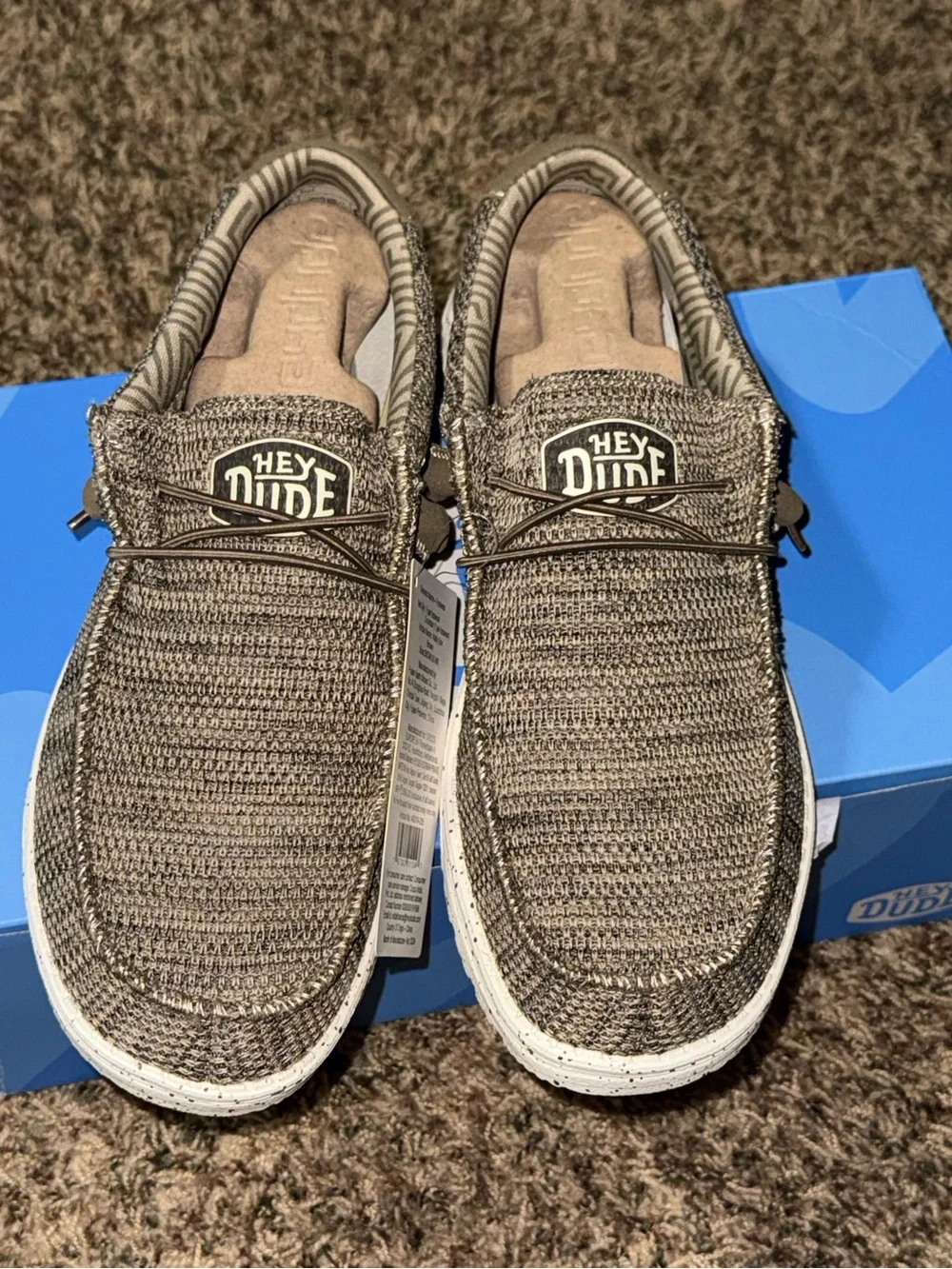 Hey Dude Wally Sox Men's Brown Knit Slip-On Casual Shoes Round Toe Size 8